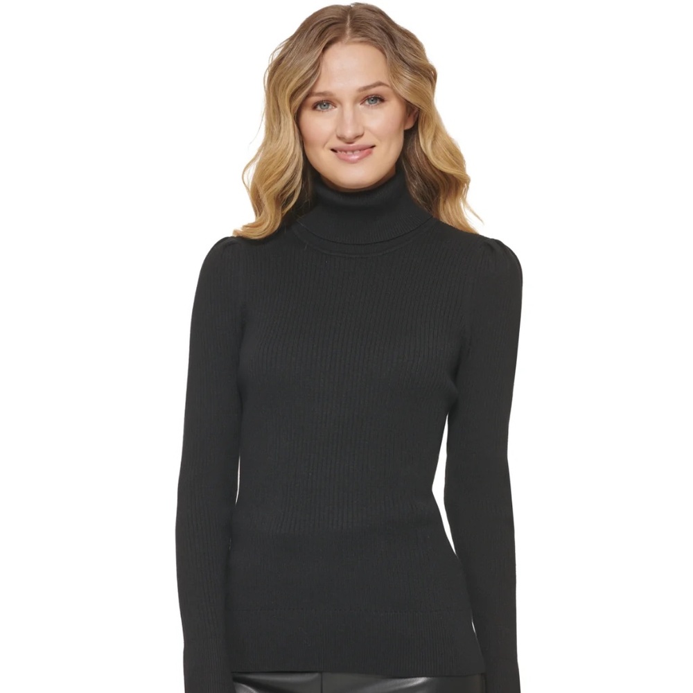 NWT DKNY Womens Ribbed Turtle Neck Pullover Sweater (Grey)